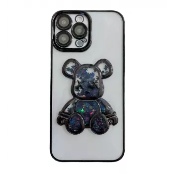 iLike Apple iPhone 15 Pro Max Silicone Case Print Desire Bear Black