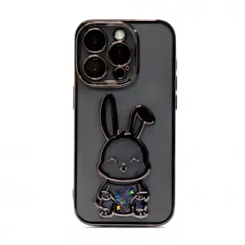 iLike Apple iPhone 14 Pro Max Silicone Case Print Desire Rabbit Black