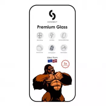 Connect Apple iPhone 7/8/SE 2020/SE 2022 3D Corning Gorilla Glass 5X Strong Black Tempered Glass Screen Protector