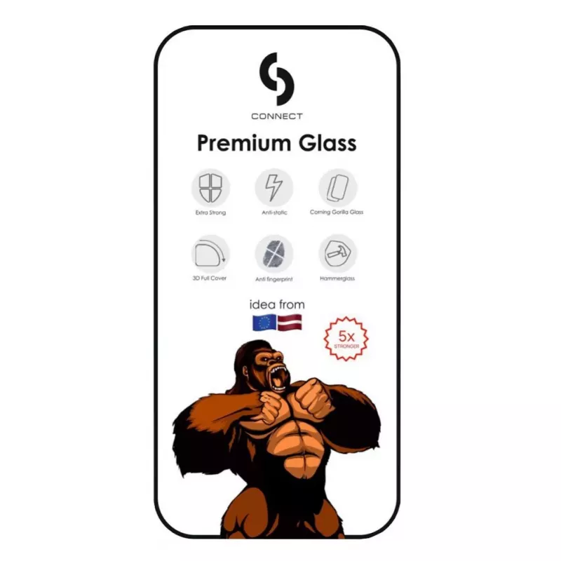 Connect Apple iPhone 15 Pro Max 3D Corning Gorilla Glass 5X Strong Black