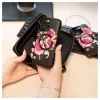 Evelatus Apple iPhone 14 Pro Max odinis dėklas su užtrauktuku, gėlių raštu, juodas