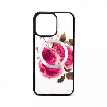 Evelatus Apple iPhone 15 Pro Max Odinis Dėklas Su Užtrauktuku Gėlių Dizainas Baltas