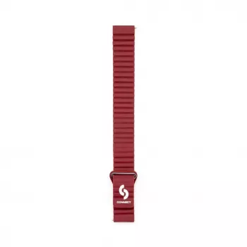 Connect 22mm Flat Head Leather-Silicone Loop Magnetic Watch Strap (130mm M/L) Wine Red