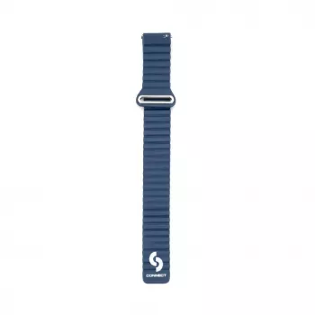 Connect 22mm Flat Head Leather-Silicone Loop Magnetic Watch Strap (130mm M/L) Midnight Blue