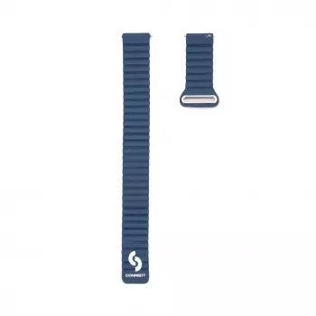 Connect 22mm Flat Head Leather-Silicone Loop Magnetic Watch Strap (130mm M/L) Midnight Blue