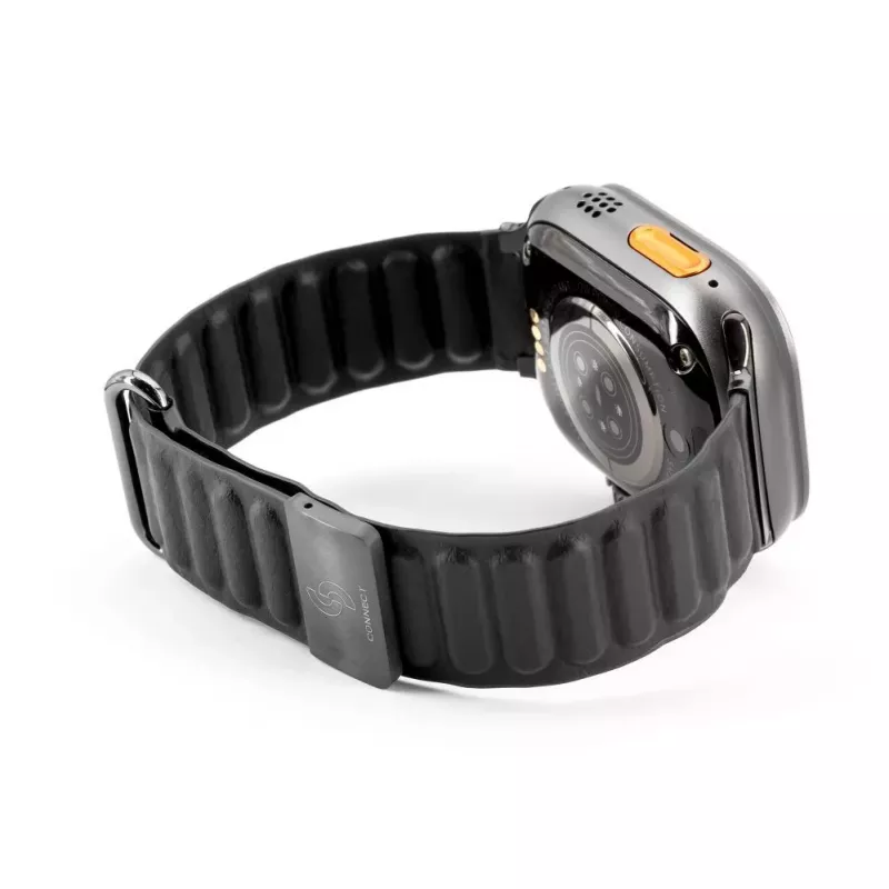 Connect Watch 38/40/41mm Faux Leather Magnetic Back Buckle Watch Strap Black