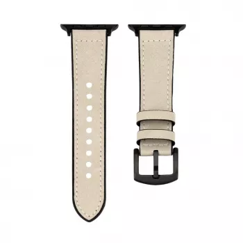 Connect Watch 38/40/41mm Silicone Patch Leather Watch Strap (132mm M/L) White