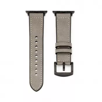 Connect Watch 38/40/41mm Silicone Patch Leather Watch Strap (132mm M/L) Silver