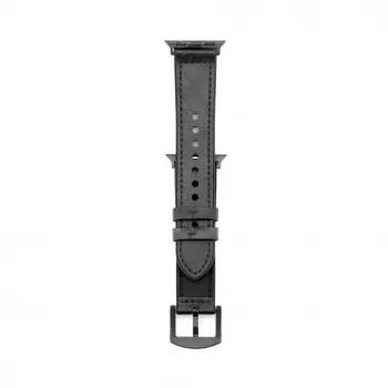 Connect Watch 42/44/45mm Silicone Patch Leather Watch Strap (132mm M/L) Black