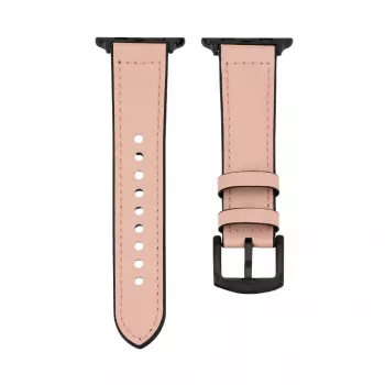 Connect Watch 42/44/45mm Silicone Patch Leather Watch Strap (132mm M/L) Pink Sand