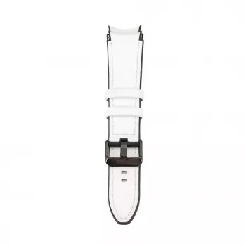 Connect 20mm Silicone Patch Leather Watch Strap (130mm M/L) White