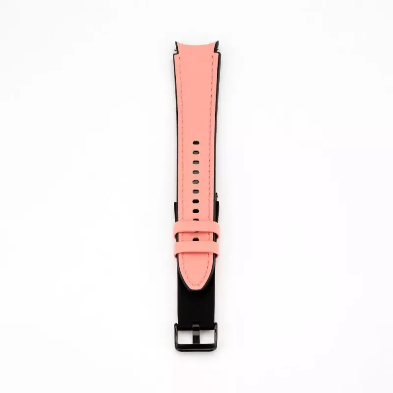 Connect 20mm Silicone Patch Leather Watch Strap (130mm M/L) Pink