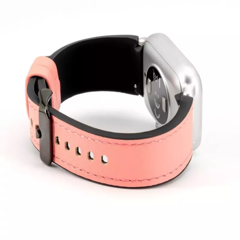 Connect 20mm Silicone Patch Leather Watch Strap (130mm M/L) Pink
