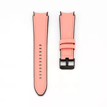Connect 20mm Silicone Patch Leather Watch Strap (130mm M/L) Pink