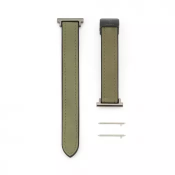 Connect 22mm Silicone Leather Watch Strap with Magnetic Forest Green