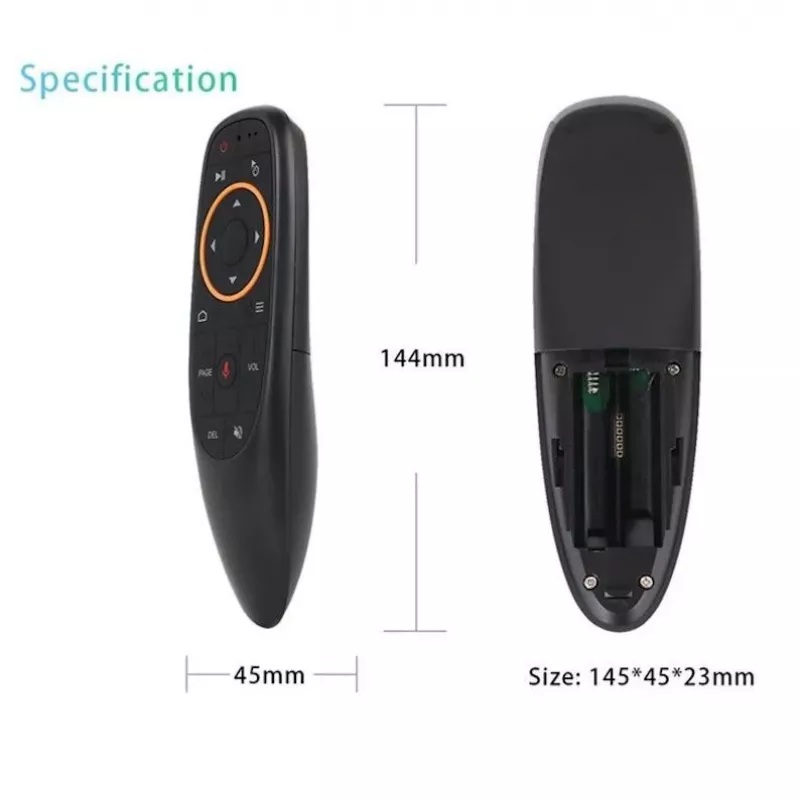 CP G10s Universal Smart TV Air Mouse - Belaidis / IR nuotolinio valdymo pultas su balsu ir giroskopu Juodas