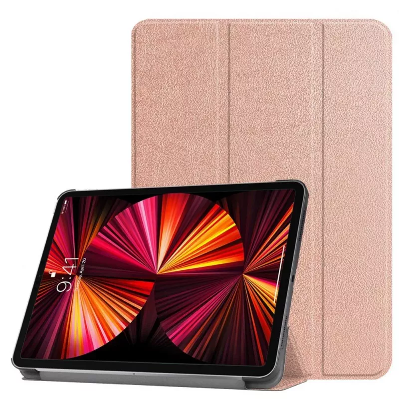 iLike Galaxy Tab S8 Plus 12.4 Tri-Fold Eco-Leather Stand Case Rose Gold