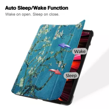 iLike Galaxy Tab S9 FE Plus Tri-Fold Eco-Leather Stand Case Sakura