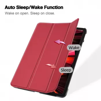 iLike Tab P12 12.7 Tri-Fold Eco-Leather Stand Case Coral Pink