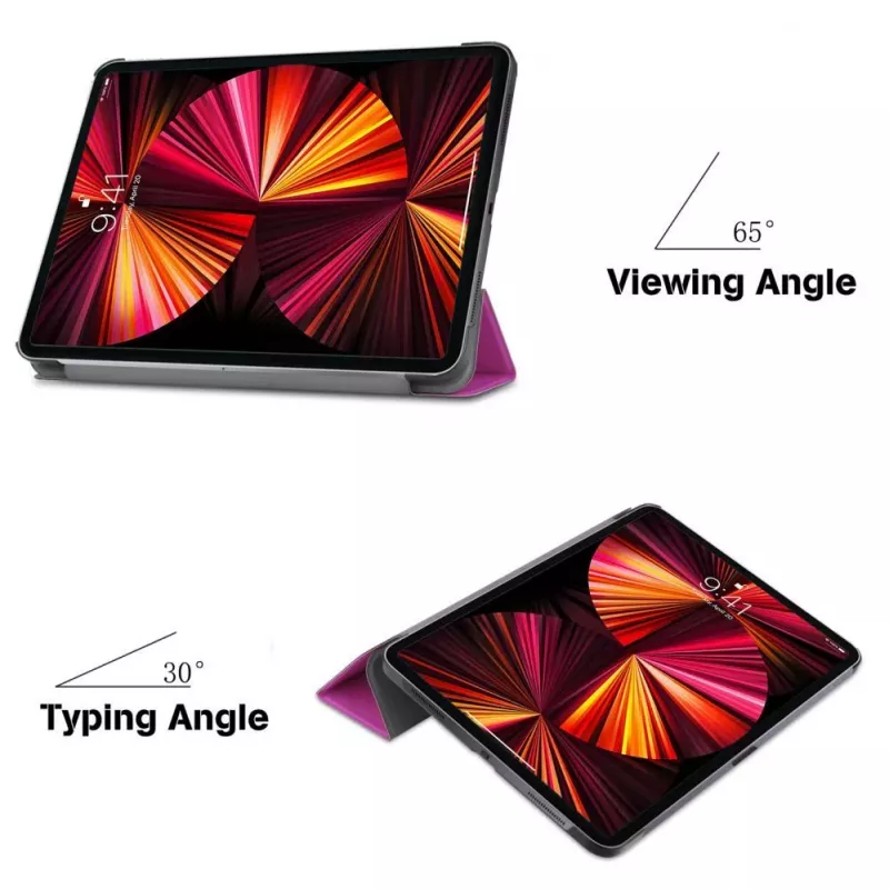 iLike iPad Air 4 10.9 / iPad Air 5 Tri-Fold Eco-Leather Stand Case Purple