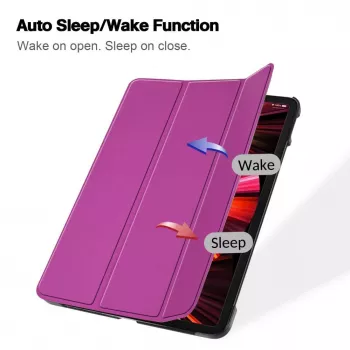 iLike Samsung Galaxy Tab S9 FE Tri-Fold Eco-Leather Stand Case Purple