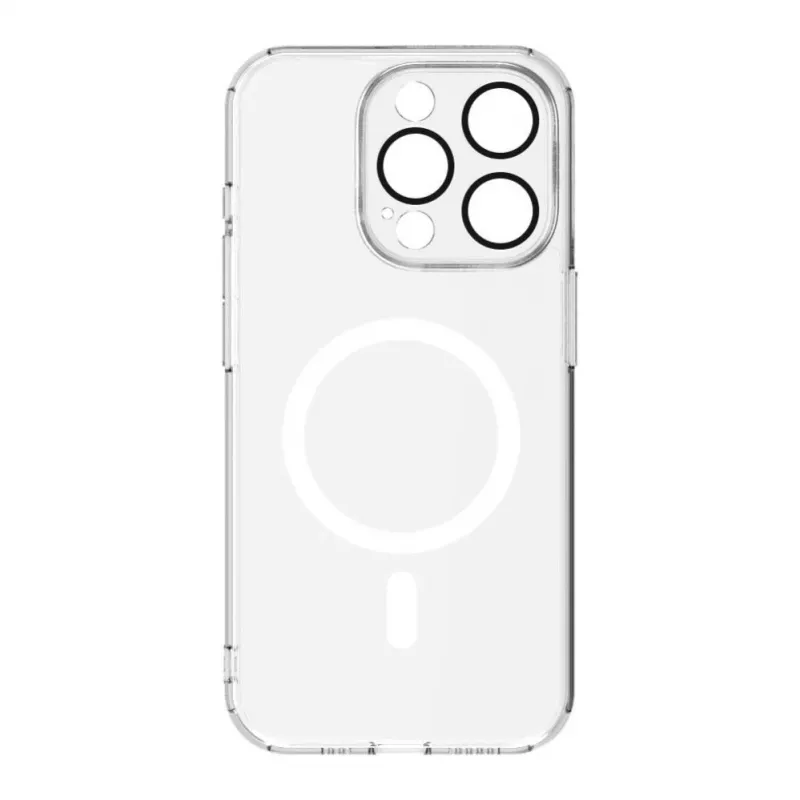 Connect Apple iPhone 15 Pro skaidrus dėklas su magnetiniu žiedu ir kameros apsauga