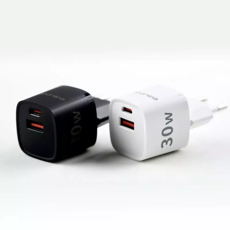 Evelatus USB-A and USB-C 30W Max EU Charger White
