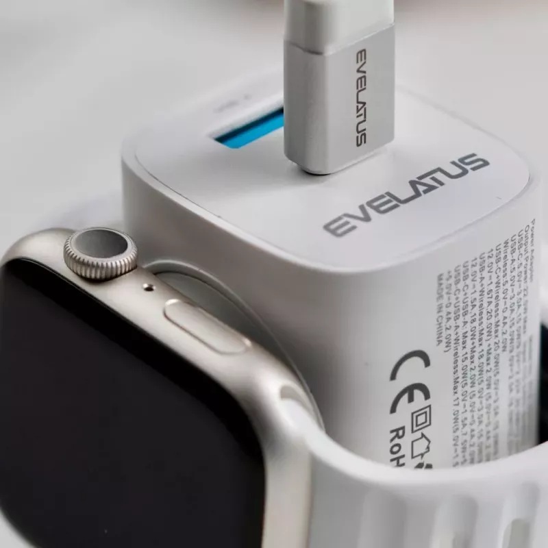 Evelatus 2 in 1 Įkroviklis 20W Max USB-C+USB-A:15W Max USB-C+USB-A+Belaidis:15W+2W 17W Max Baltas