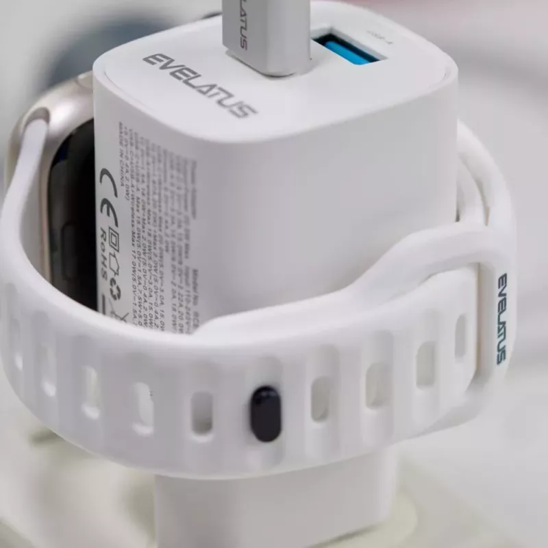 Evelatus 2 in 1 Įkroviklis 20W Max USB-C+USB-A:15W Max USB-C+USB-A+Belaidis:15W+2W 17W Max Baltas