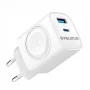 Evelatus 2 in 1 Įkroviklis 20W Max USB-C+USB-A:15W Max USB-C+USB-A+Belaidis:15W+2W 17W Max Baltas