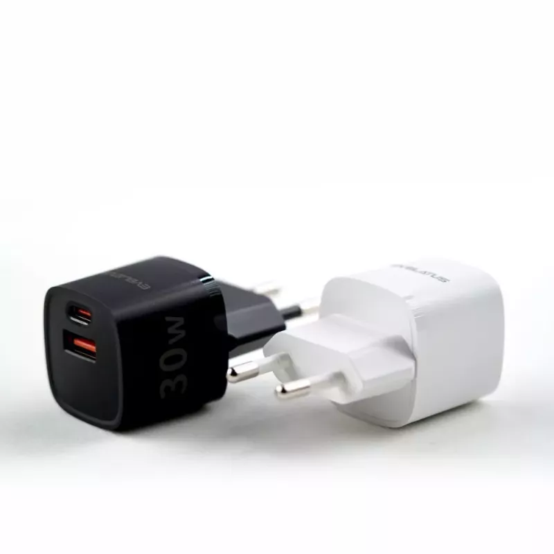 Evelatus USB-A and USB-C 30W Max EU Charger Black