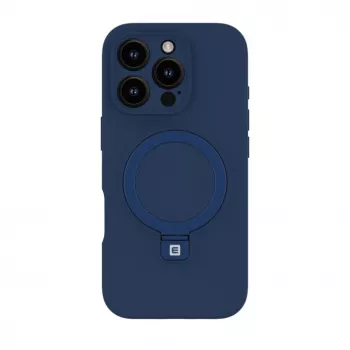 Evelatus Apple iPhone 16 Pro Max Premium MagSafe su Stovu Minkšto Lietimo Silikoninis Dėklas Tamsiai Mėlynas