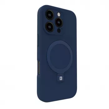 Evelatus Apple iPhone 16 Pro Max Premium MagSafe su Stovu Minkšto Lietimo Silikoninis Dėklas Tamsiai Mėlynas