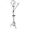iLike S12 LED Selfie 31cm Ring Light Lamp + Tripod Stand 2,1m + Shelf & 3x Phone / Mic Holder Black