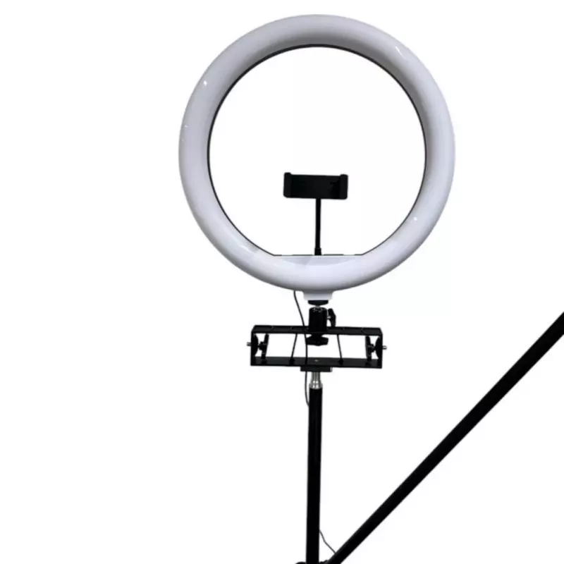 iLike S12 LED Selfie 31cm Ring Light Lamp + Tripod Stand 2,1m + Shelf & 3x Phone / Mic Holder Black