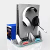 iLike DZ504 Slim Multi Dock Station, skirta PlayStation 5 PS5 valdikliams, su aušinimo ventiliatoriais ir RGB, juoda