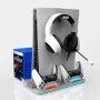 iLike DZ504 Slim Multi Dock Station, skirta PlayStation 5 PS5 valdikliams, su aušinimo ventiliatoriais ir RGB, juoda