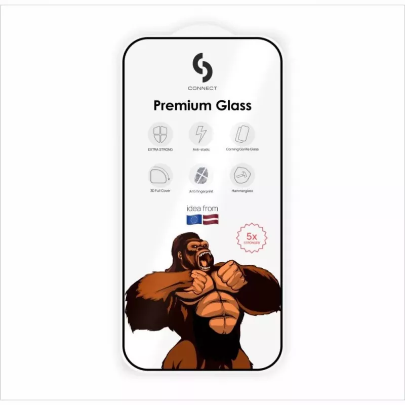 Connect Samsung Galaxy S26 Corning Gorilla Glass Anti-Static 3D Full Cover 5X Stronger Black