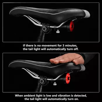 iLike Smart USB Rechargeable Bike Tail Light with Brake Sensor, 7 Lighting Modes, IPX5 Waterproof, Aluminum Bicycle Rear Light, Seat Rail Mount