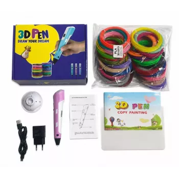 iLike 3D rašiklis vaikams, 3D spausdinimo rašiklis su 150 pėdų PLA gijų papildymais, 30 spalvų, violetinis