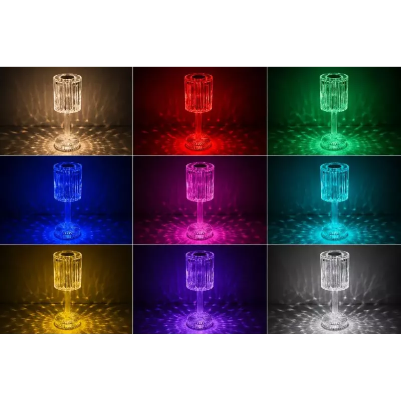 iLike Crystal Touch RGB LED stalinė lempa su Bluetooth garsiakalbiu, naktine šviesa ir nuotolinio valdymo pulteliu