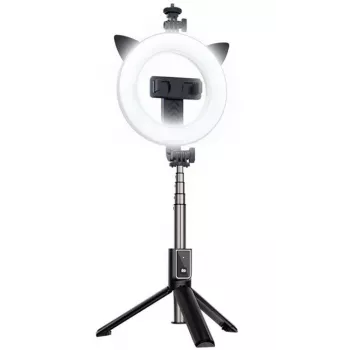 iLike Selfie Handle Tripod and Ring Light Bluetooth Black