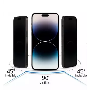 iLike Apple iPhone 15 Pro Max Grūdinto stiklo privatumo apsauginė plėvelė juoda