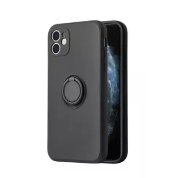 iLike Apple iPhone 12 Pro Max Silicone Case Ring Black