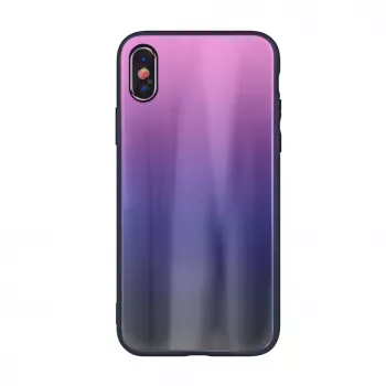 iLike Apple iPhone XR Aurora Glass Case Pink-Black