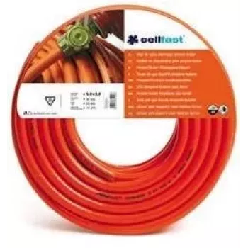 CELLFAST LPG dujų žarna 9mm x 60m ant stovo – propanui-butanui, oranžinė, PVC su tekstiliniu armavimu, 20 bar