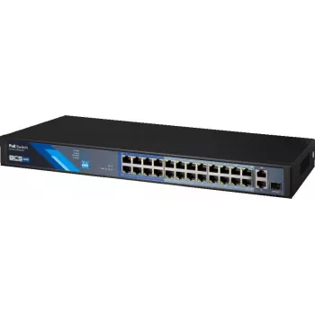 BCS BCS-B-SP2402G-1SFP 24 prievadų PoE+ nevaldomas jungiklis su 2 Gigabit išoriniais prievadais ir 1 SFP lizdu