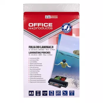 PBS OFFICE PRODUCTS Laminavimo plėvelė A3 2x100 mikronų blizgi 100 lapų permatoma