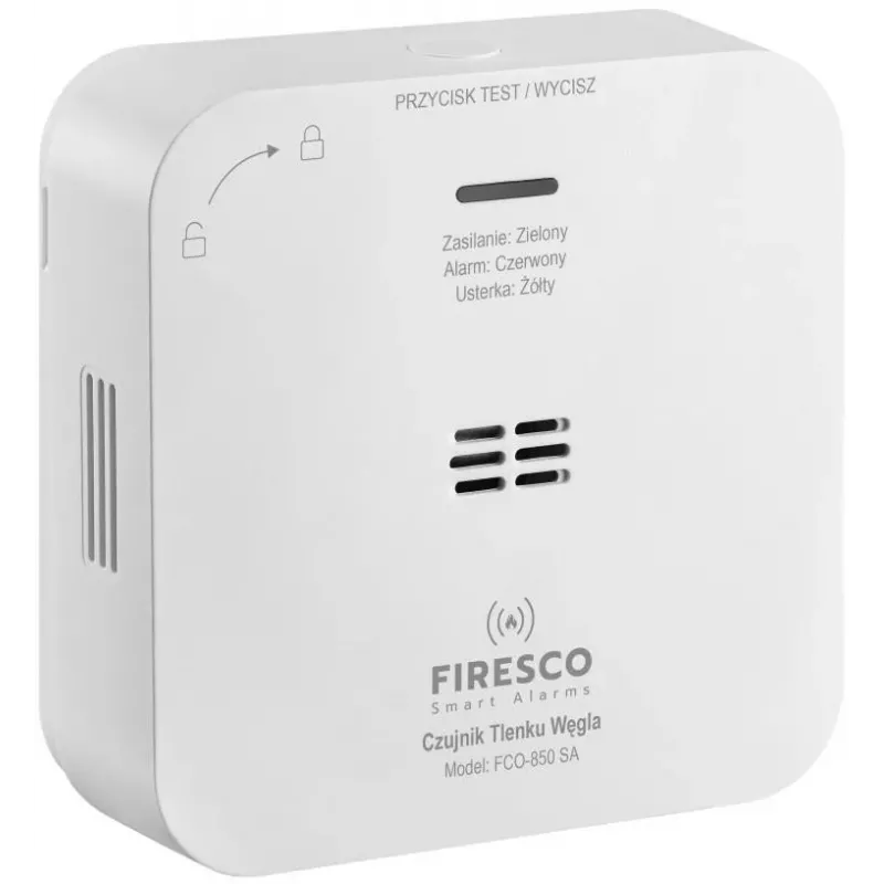 FIRESCO FCO-850 SA anglies monoksido detektorius su LCD ekranu, 10 metų tarnavimo laikas