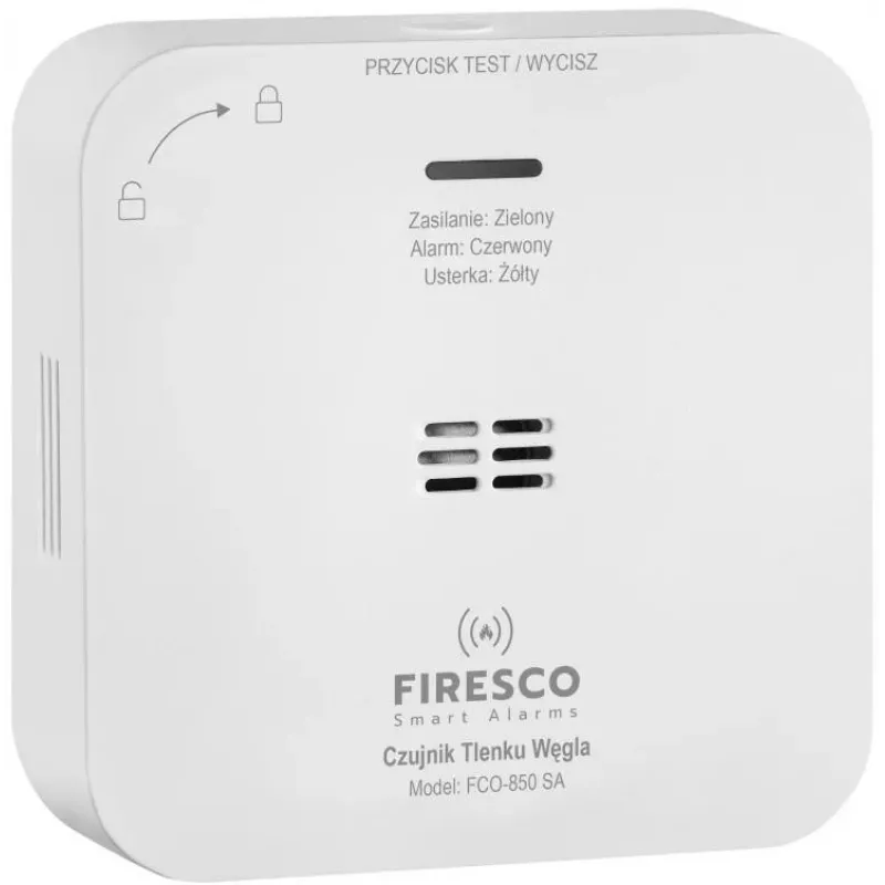 FIRESCO FCO-850 SA anglies monoksido detektorius su LCD ekranu, 10 metų tarnavimo laikas